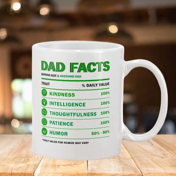 🌟 "Dad Facts Mug 11oz - Funny White Coffee Cup for Dad's Humor & Kindness!" - Picture 4 of 4